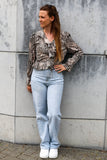 Print blouse with ruffles