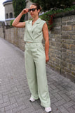 Short blazer vest - light green