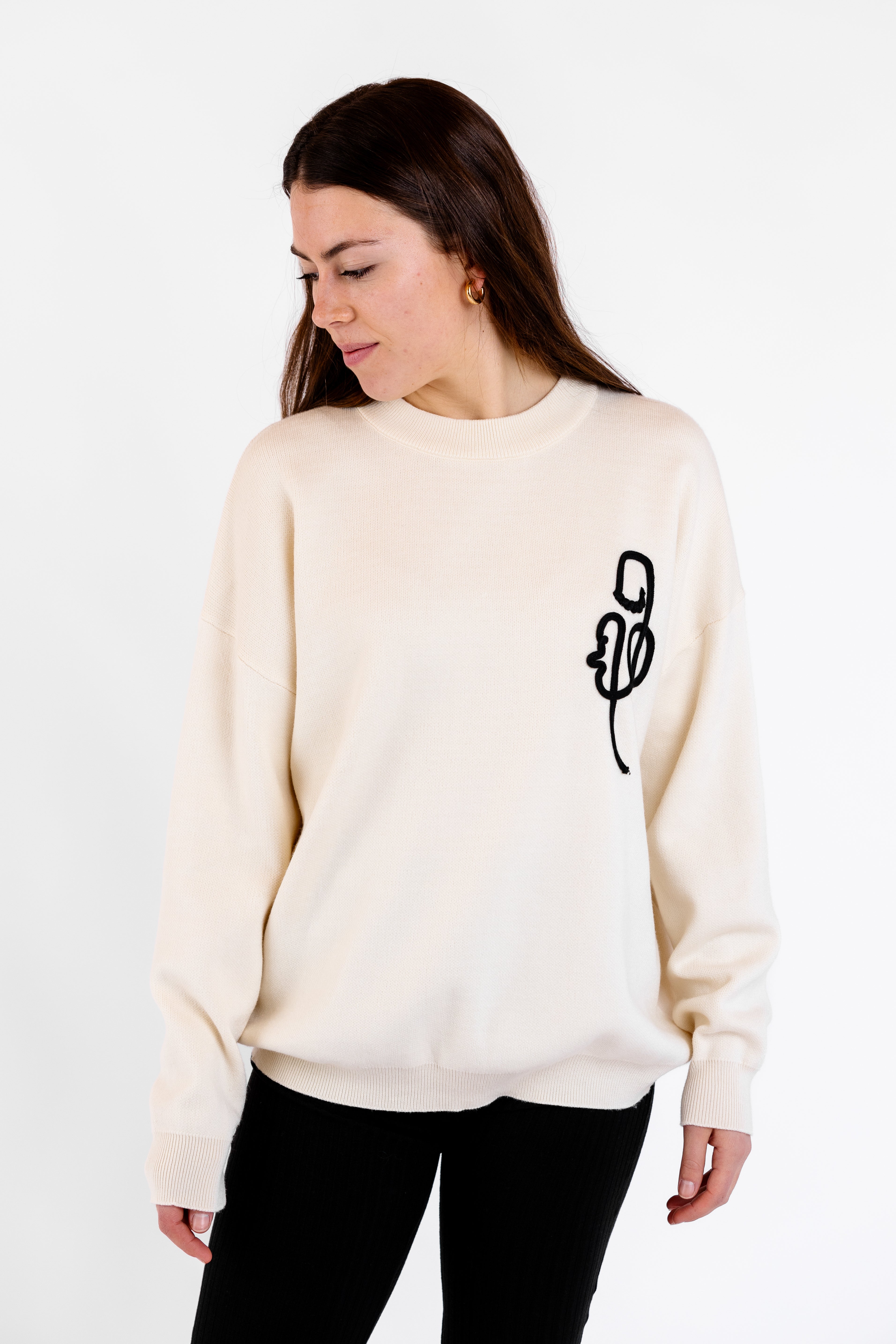 Pullover mit Stickerei Beige - Main Image