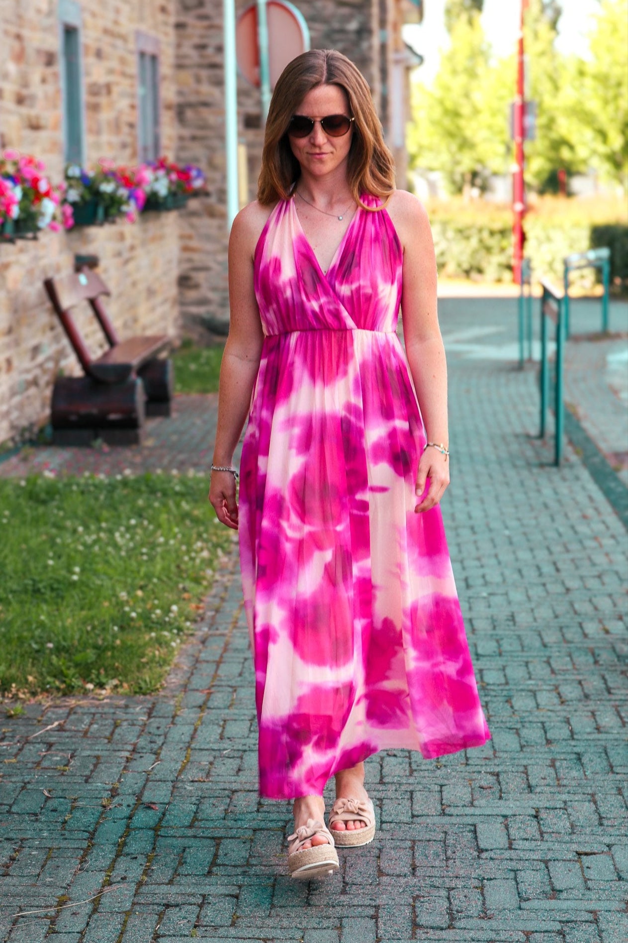 pleated material dress PLEATS ON PLEATS MAXI