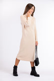 Robe pull col roulé beige