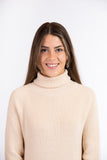 Robe pull col roulé beige