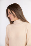 Robe pull col roulé beige