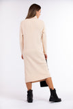 Robe pull col roulé beige