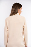 Robe pull col roulé beige