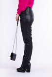 Leather-look pants - black