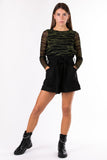 Zebra print blouse - black / kaki