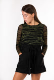 Zebra print blouse - black / kaki