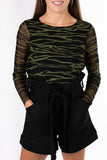 Zebra print blouse - black / kaki