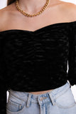 Short velvet blouse - black