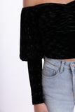 Short velvet blouse - black