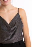 Party top - silver / black