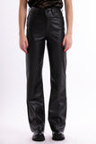 Wide leather pants - black