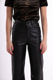 Wide leather pants - black