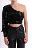 One-sleeved top with sequins