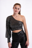 One-sleeved top with sequins