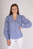 Oversized Statement Collar Blouse - Blue