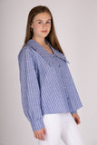 Oversized Statement Collar Blouse - Blue