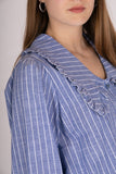 Oversized Statement Collar Blouse - Blue