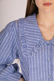 Oversized Statement Collar Blouse - Blue