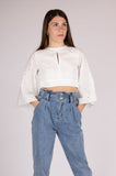 Short backless blouse - white