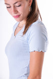 V-neck ribbed t-shirt