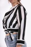 Striped wrap blouse - Black/White