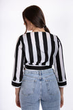 Striped wrap blouse - Black/White