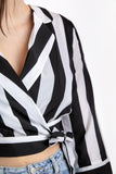 Striped wrap blouse - Black/White