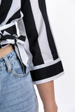 Striped wrap blouse - Black/White