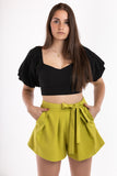 Backless Puff Sleeve Blouse - Black