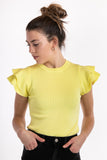 Ruffled Shoulder Top - Yellow