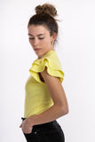 Ruffled Shoulder Top - Yellow