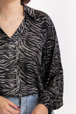 Blouse with zebra print - Grey/Black