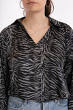 Blouse with zebra print - Grey/Black